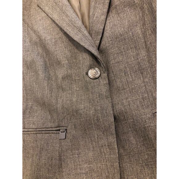 Emily Women Single Button Blazer Brown Size 14 Lapel Notch Collar Executive - Picture 13 of 13